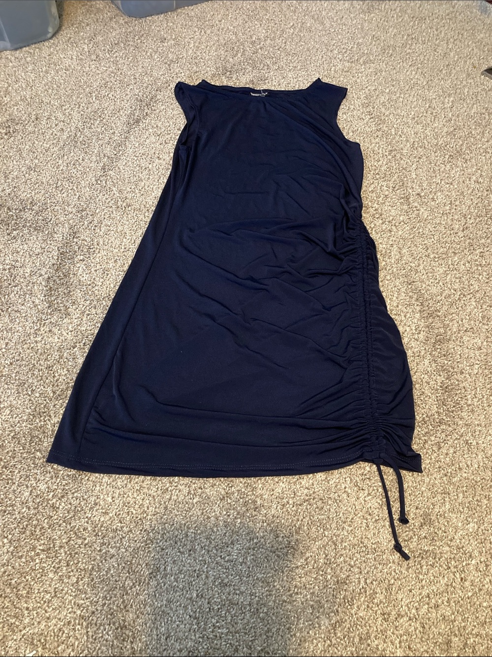 Wearever Sleeveless Navy Ruched Side Dress
